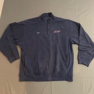 Vintage Nike Team ECAC Quarter Zip Pullover Navy Sweatshirt Sz Large
